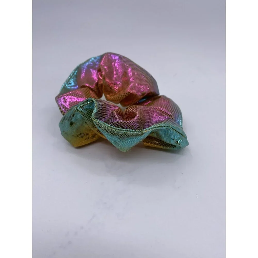 Hues Hair Scrunchie Shiny Multicolor Cloth Fabric 2 Pcs Women's Girls Elastic‎